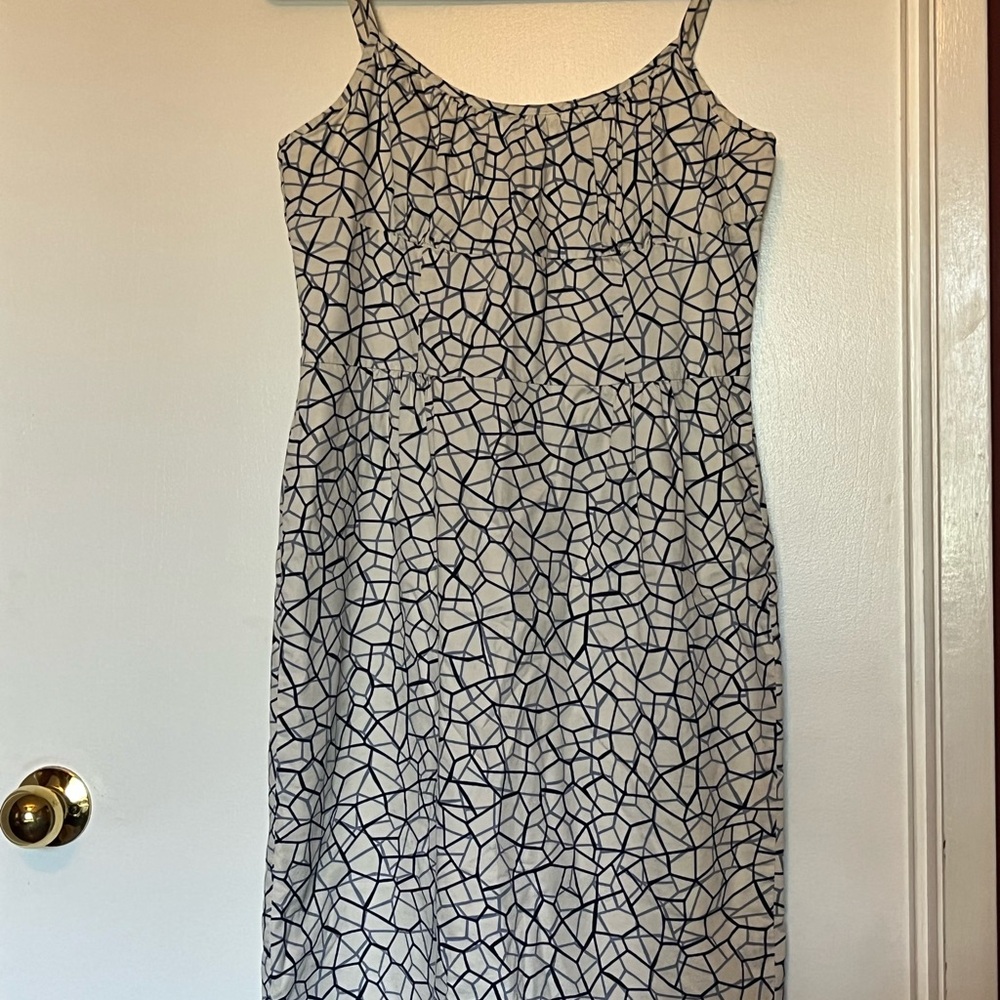 Joe Fresh Navy, Blue, and White Spaghetti Strap Empire Waist Pencil Skirt Dress